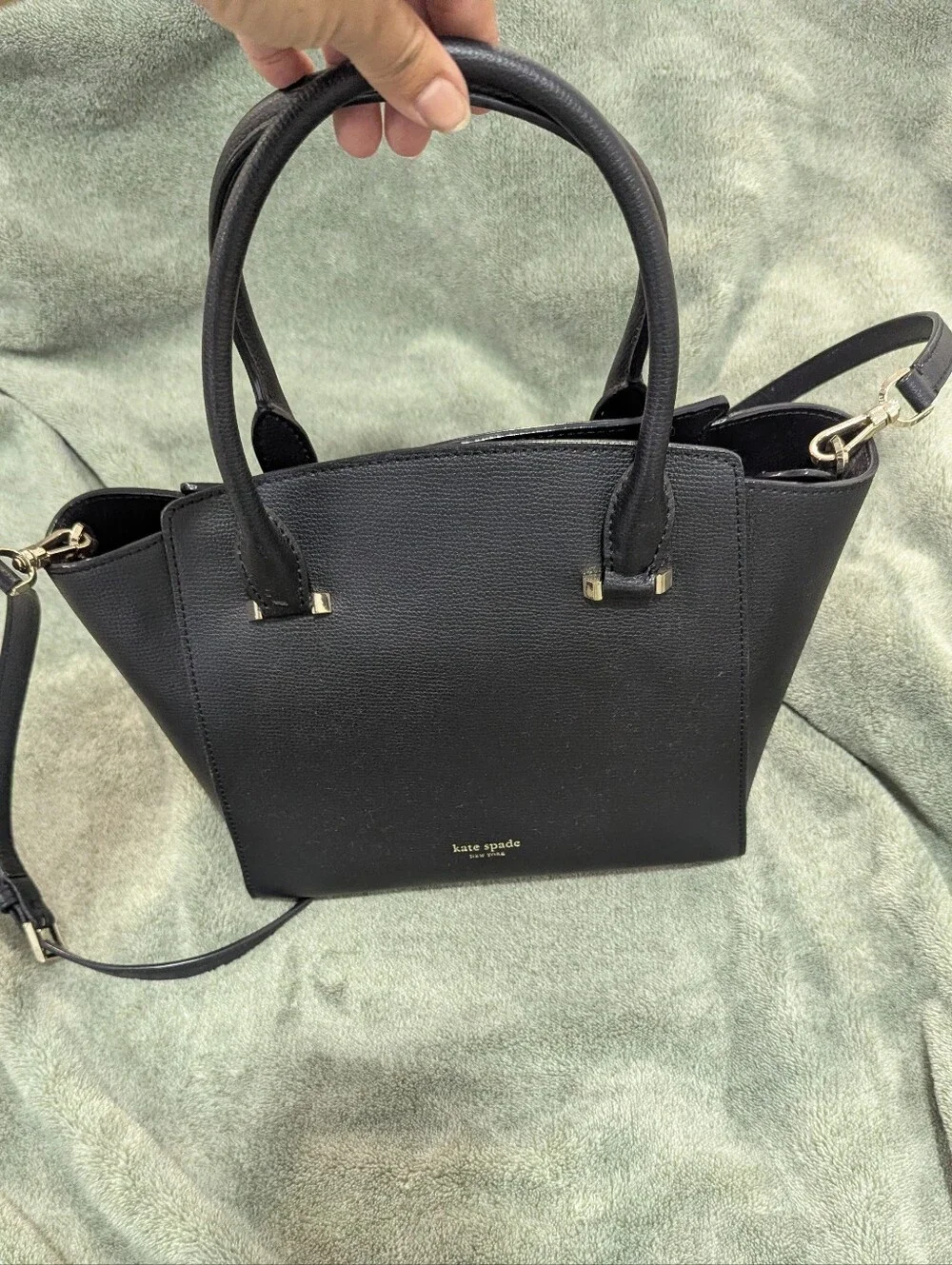 kate spade Black Leather Shoulder Bag with Gold-Tone Hardware